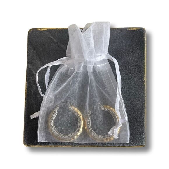 Large Textured Hoop Earrings in Gold and Silver - NWT - Picture 6 of 8